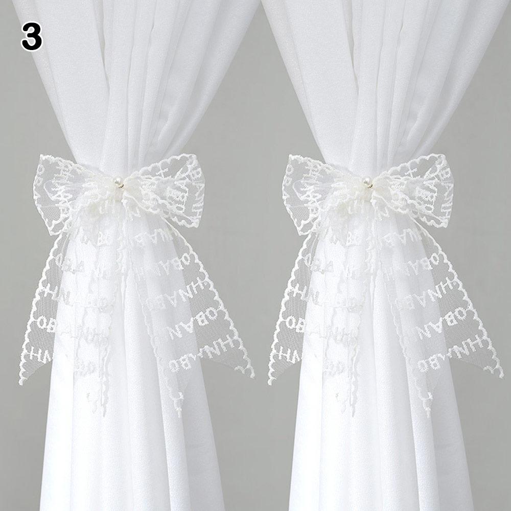 2Pcs/set Lace Bow-knot Curtain Strap Adjustable Window Curtain Buckles Creative Curtain Fixator