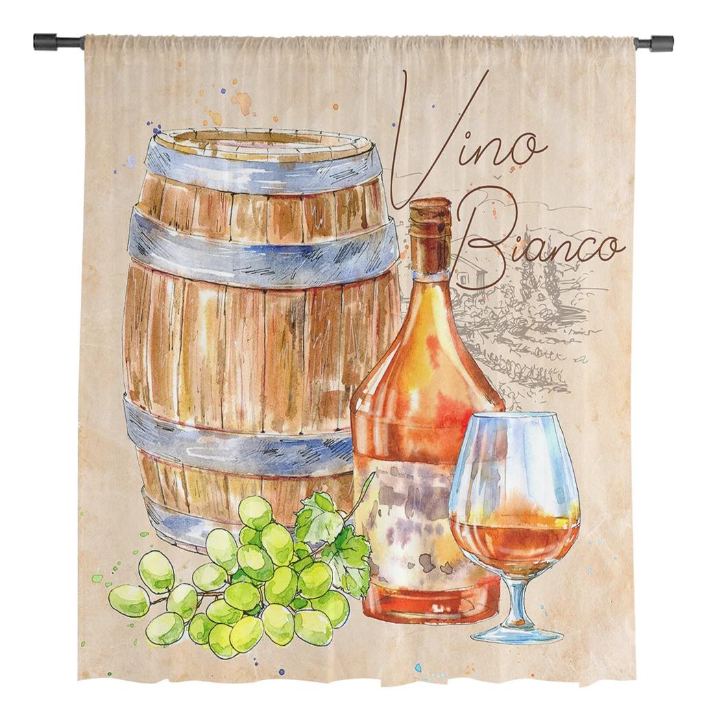 Осенняя винная бочка Ретро Тюлевые шторы для гостиной Прозрачная занавеска для спальни Рождественские жалюзи Вуаль Шторы