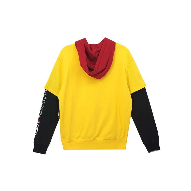 Vans Faux Two-Piece Hooded Pullover Sweatshirt Women Tops Yellow VN0A4RBH85W