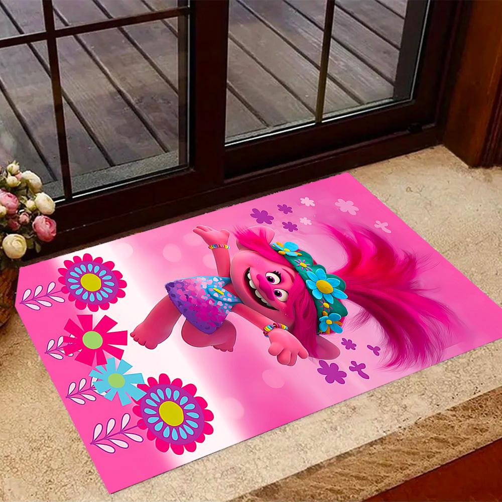 Trolls World Tour Themed Anti-Slip Rugs - Polyester Home Decor, Suitable for Bedrooms, Living Rooms, Doorways, Studios, and Decorations