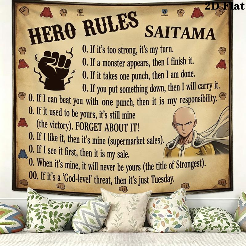 Onepunch Man Wall Tapestry Aesthetic Wall Hanging Printed Fabric Blanket Decorative Tapestries For Bedroom Living Room Home Decor