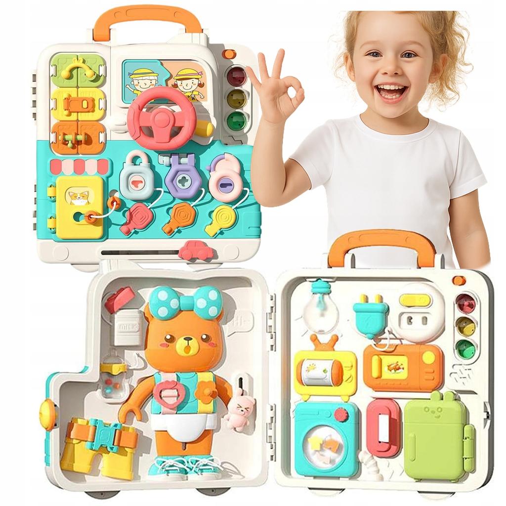 [PACZB] Montessori educational board interactive sensory panel in a suitcase Booklet Z3120