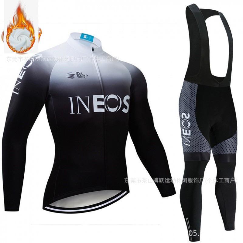 Winter Cycling Jersey Set With Fleece Lining Thermal Long Sleeve Bike Outfit Men Women