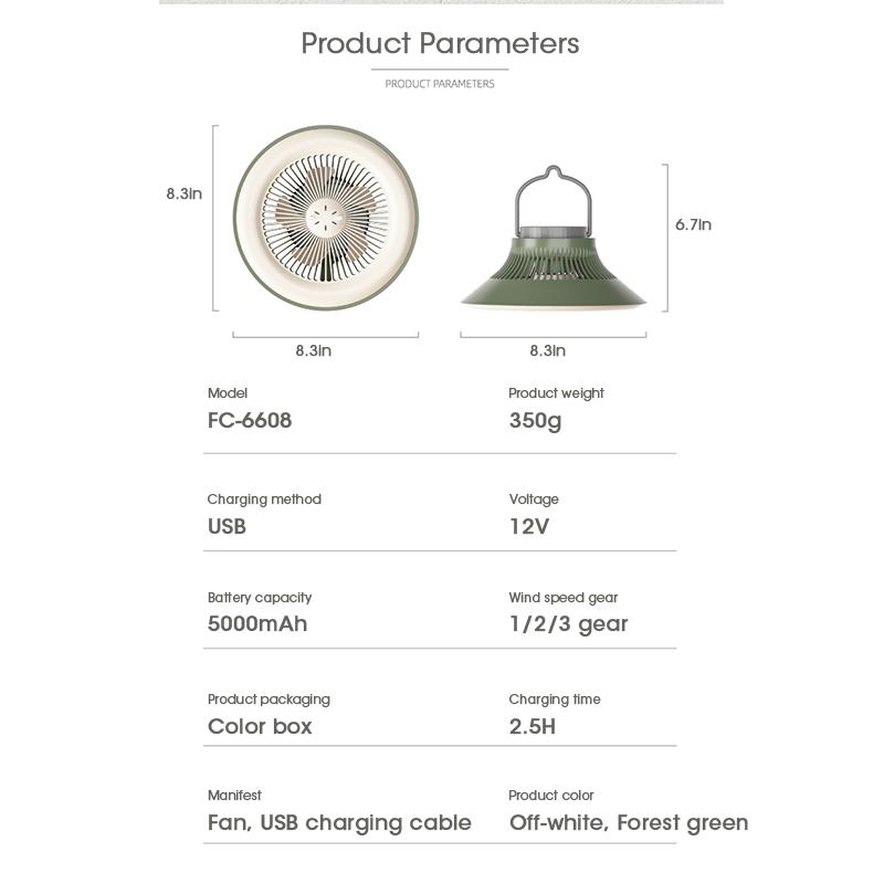 3 в 1 5000 мАч вентилятор для кемпинга перезаряжаемый настольный портативный электрический вентилятор беспроводной потолочный электрический вентилятор со светодиодной подсветкой штатив