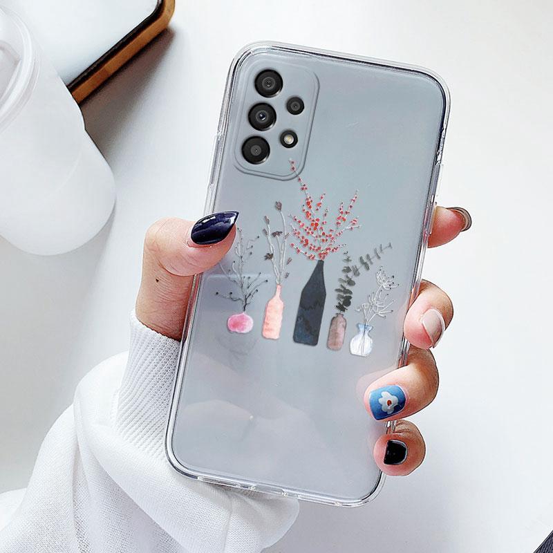 Чехол для телефона Samsung A53 5G A33 Цветочный силиконовый чехол для Samsung Galaxy A73 Fundas Coque Прозрачный мягкий Capas Цветочный ТПУ