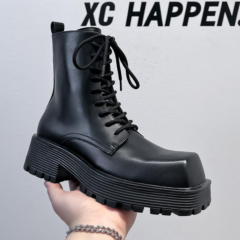 Ins британский стиль квадратная головка Martin сапоги мужские на платформе высокие ботинки-сигареты Chelsea модные мужские сапоги 8119-A