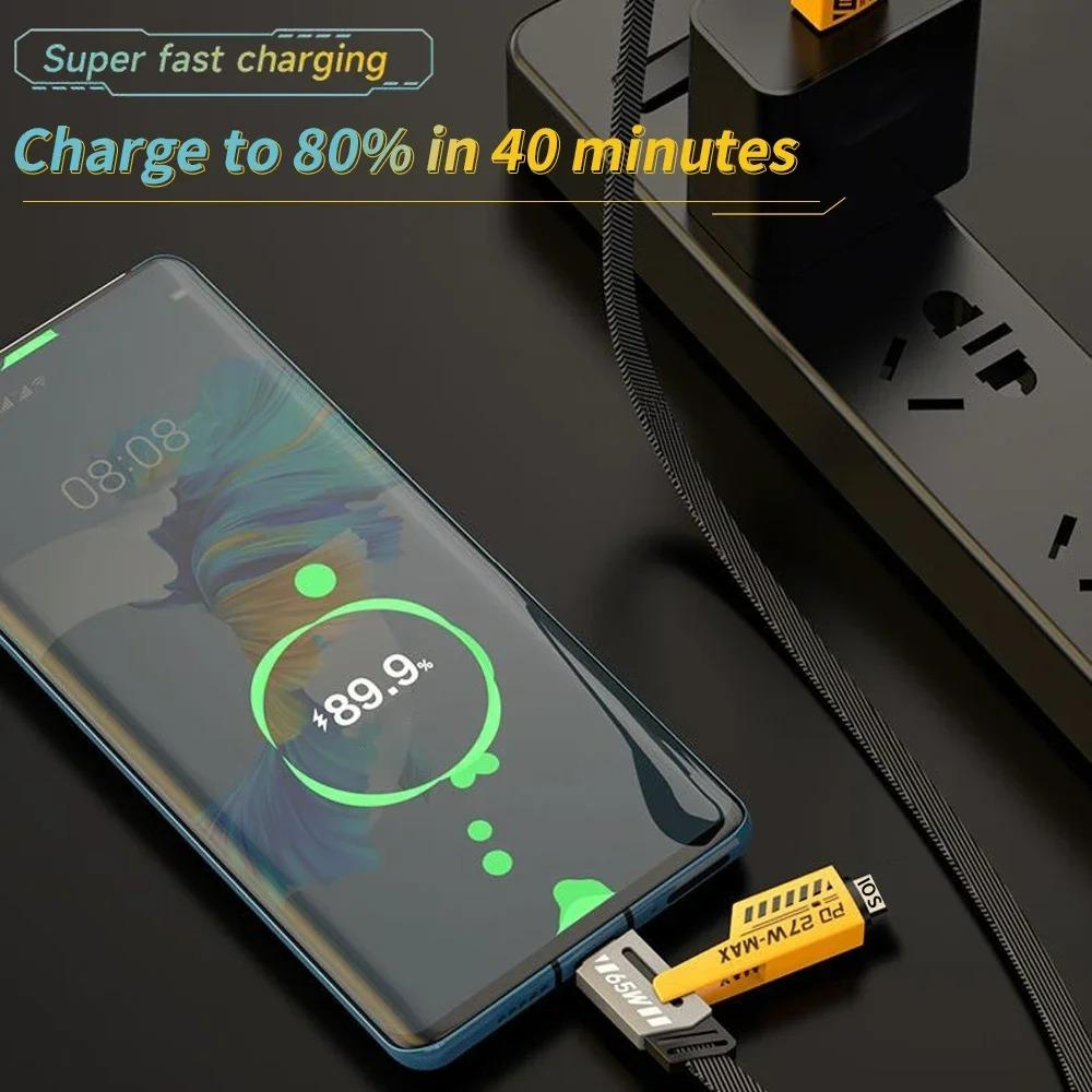 4 в 1 кабель для быстрой зарядки Mecha PD 27 Вт для iPhone 15 Samsung Xiaomi 65 Вт USB Type C Multi Port Quick Charge Wire Line