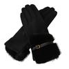 Женские зимние замшевые перчатки с меховыми манжетами, мягкие, теплые, сенсорные, велосипедные перчатки, женские флисовые подкладки, ветрозащитные перчатки для холодной погоды