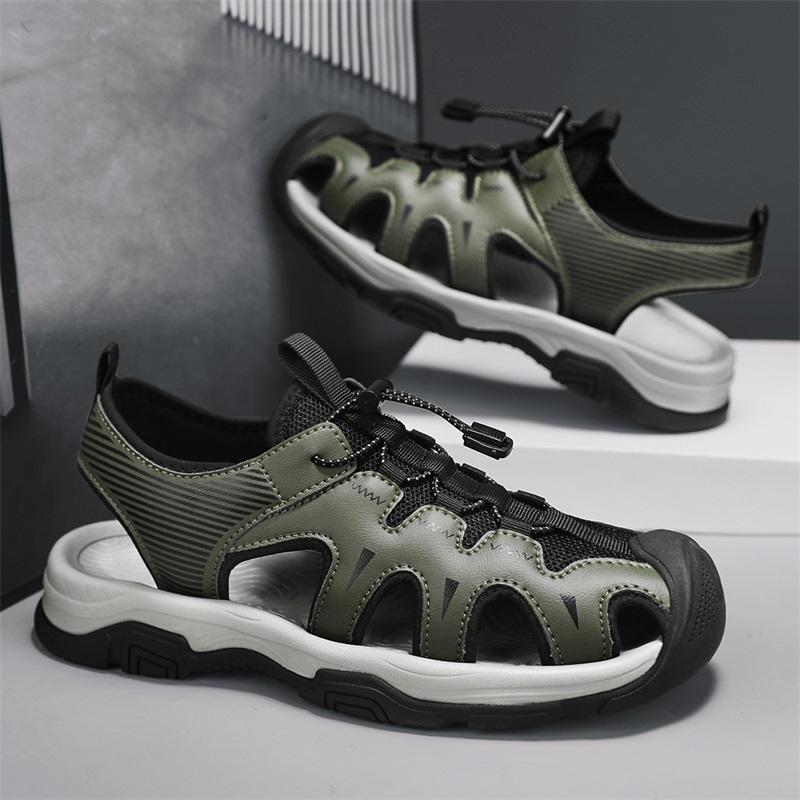 Мода 2025 Сандалии мужские из натуральной кожи Высококачественные Удобные Уличные Нескользящие Пляжные туфли Кроссовки Горячая распродажа Мужская обувь для ходьбы и путешествий