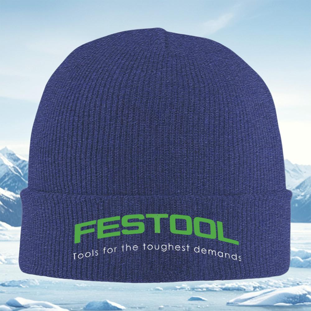 Зеленая шапка-бини FESTOOL с черным фоном, унисекс, мужская, женская, вязаная, зимняя, теплая, рождественская, для улицы, для велоспорта