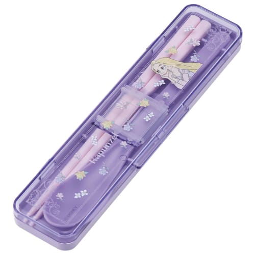 Skater Chopsticks and Spoon Set, Perfect for Lunch Boxes, Adult Size, Antibacterial, Combo Set, 18cm, Quiet, Made in Japan, Disney Tangled Flower Desi