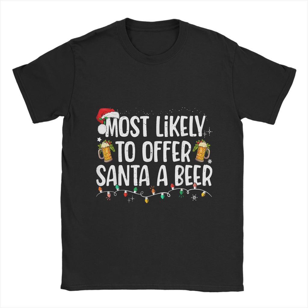 Funny Christmas and beer T-Shirts Men O Neck 100% Cotton T Shirts Short Sleeve Tees Summer Clothes