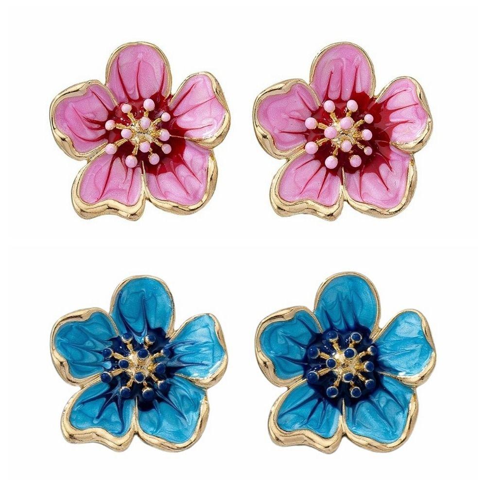 Enamel Floral Stud Earrings Colorful Drop Earrings Sweet Flower Earrings Women