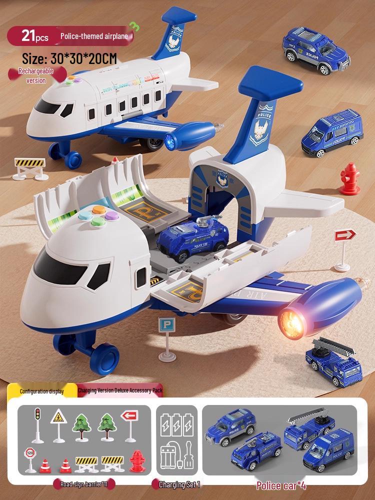 Extra Large Inertial Toy Airplane with Storage, Lights & Music - Educational Toy Set for Kids