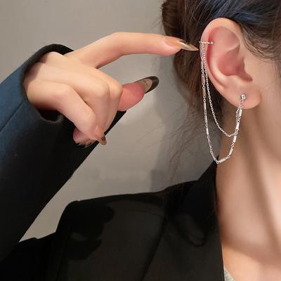 Серьги-клипсы из стерлингового серебра 925 пробы с кисточкой на длинной цепочке для женщин и девушек Paty Punk Ear Манжеты ювелирные изделия Brincos Eh1270