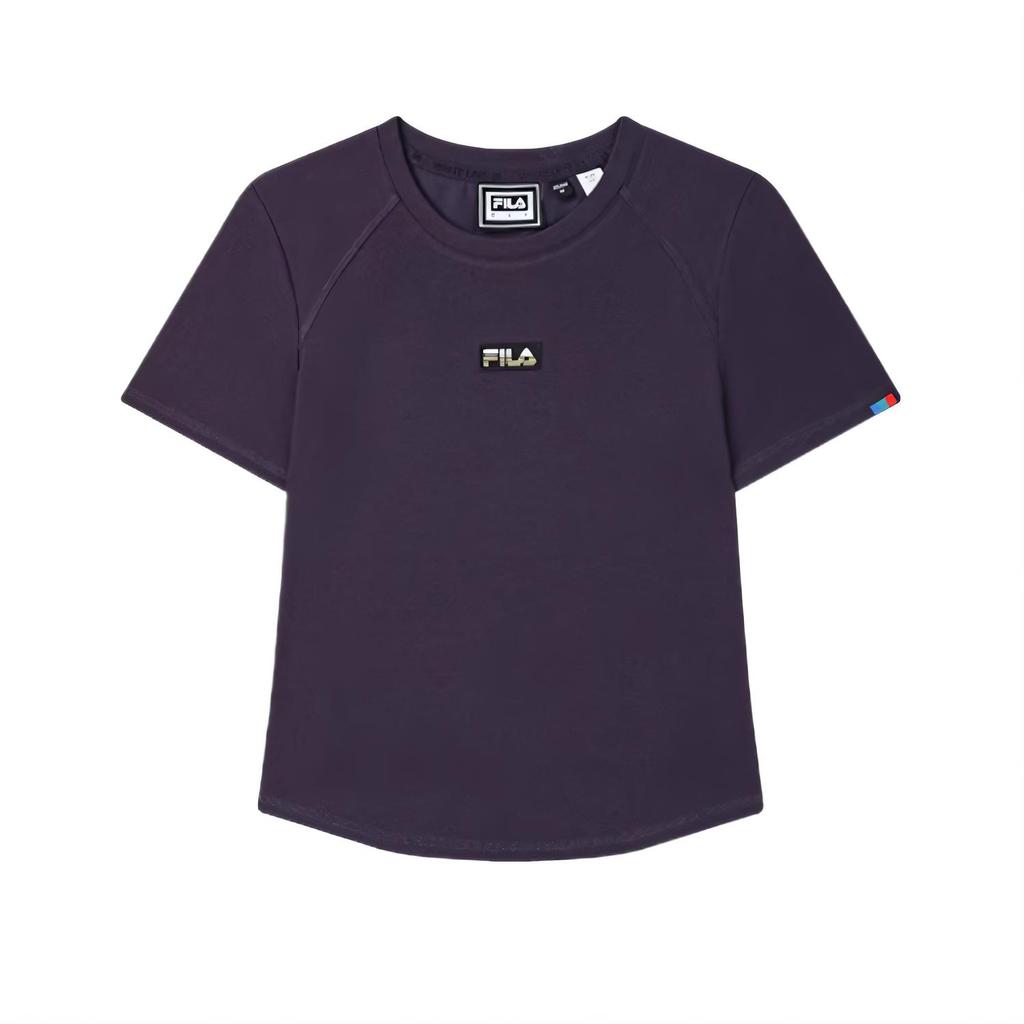Fila Original Soft Comfortable Simple Fashion Short Sleeve Raglan T-Shirt Women Tops Purple Dark F51W529104F-DP