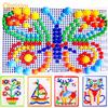 296Pcs Puzzle Multicolored Educational Plastic Mushroom Nail Mosaic Pegboard for Children