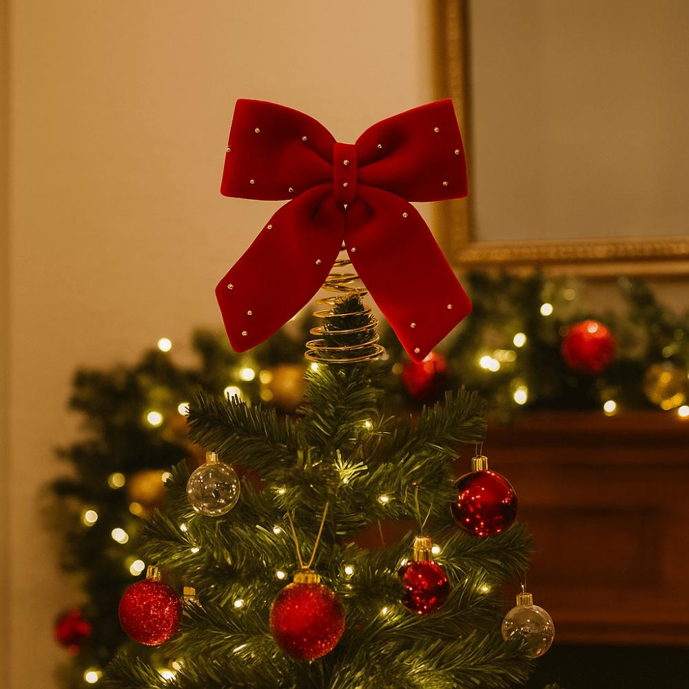 Decorative Velvet Ribbon Bow Extra-Large Flocked Christmas Bow  Holiday Display