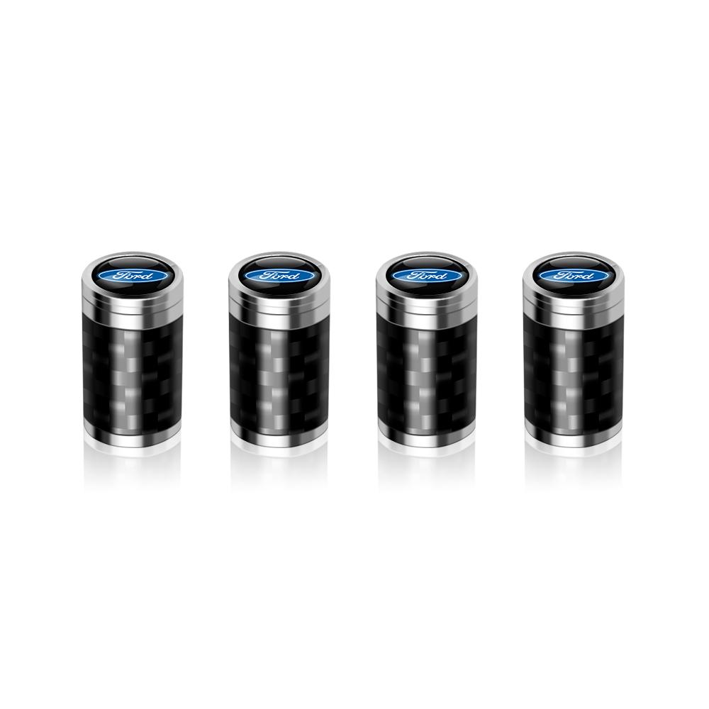 TVEI7 4Pcs Carbon Fiber Car Wheel Tire Valve Stem Air Cap Auto Decoration For Ford Fiesta Focus 2 Mk3 Mondeo Mk4 Ranger Kuga Mustang