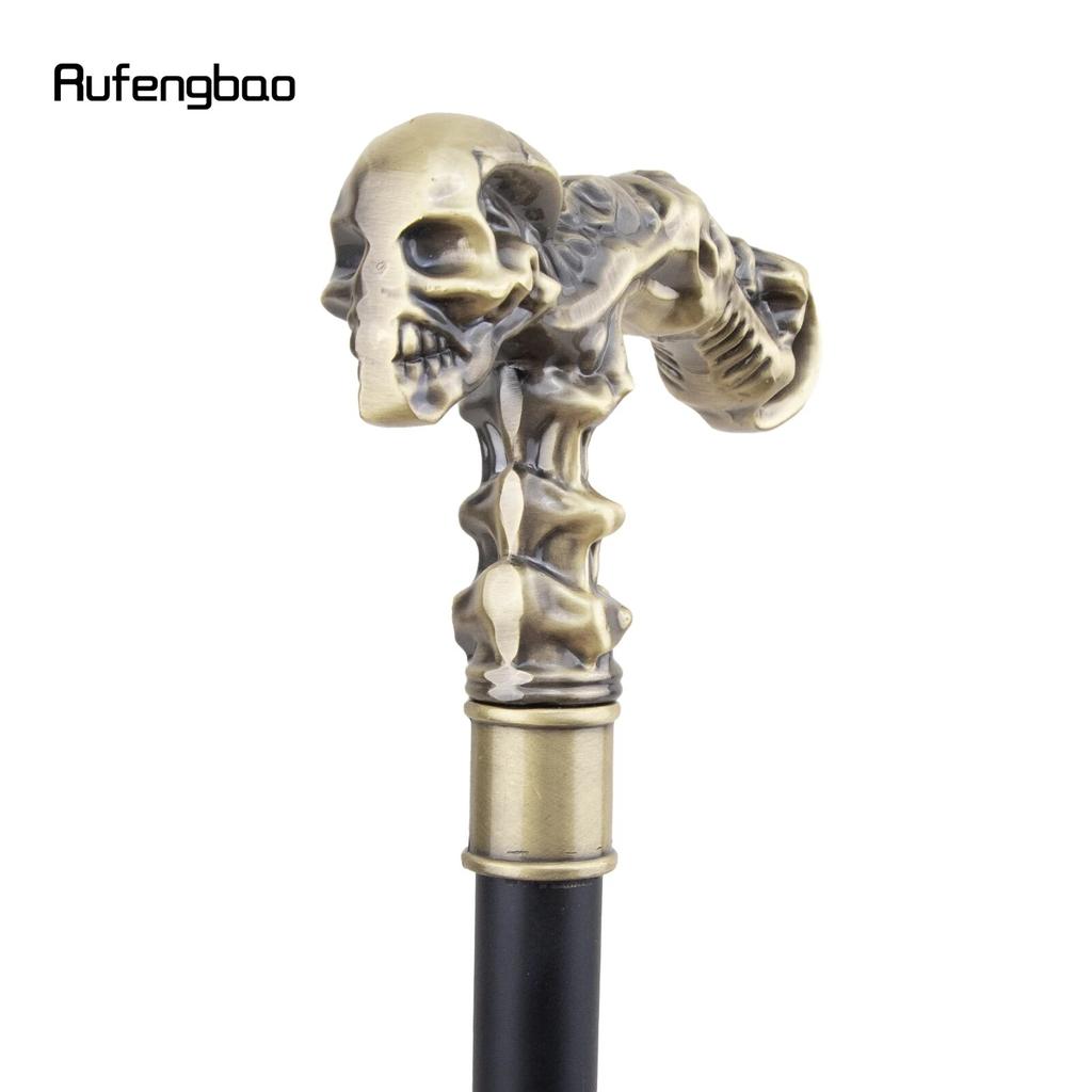Golden Skull Walking Stick Decorative Vampire Cospaly Vintage Party Fashionable Walking Cane Halloween Crosier 93cm