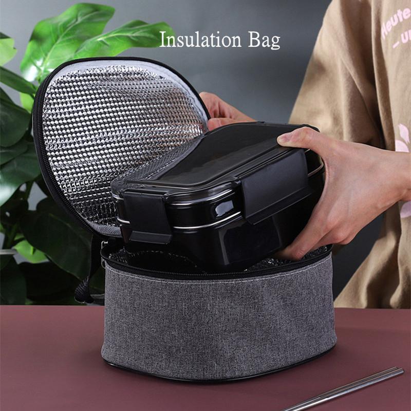 1000 мл двухслойный ланч-бокс из нержавеющей стали 304 с изоляционным мешком, герметичный термоконтейнер для еды для взрослых и студентов