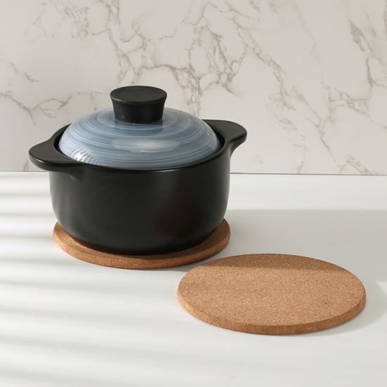 2Pcs Cork Trivet Set Heat Resistant Thick Cork Coasters for Hot Dishes Versatile Round Cork Placemats for Kitchen Table