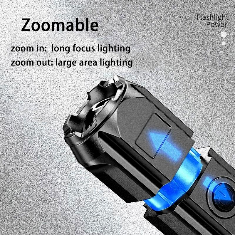 500 Lumens Long Distance Rechargeable Torch Mini Bright Multifunction Solar Led