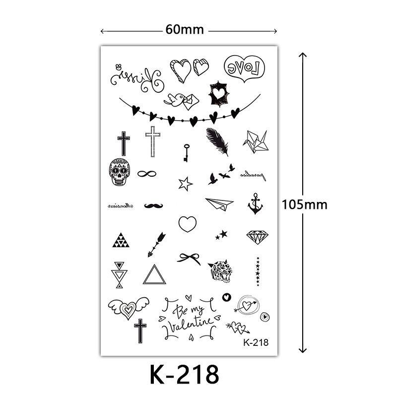 English Letter & Flower Butterfly Tattoo Stickers - Waterproof & Sketch Line Design