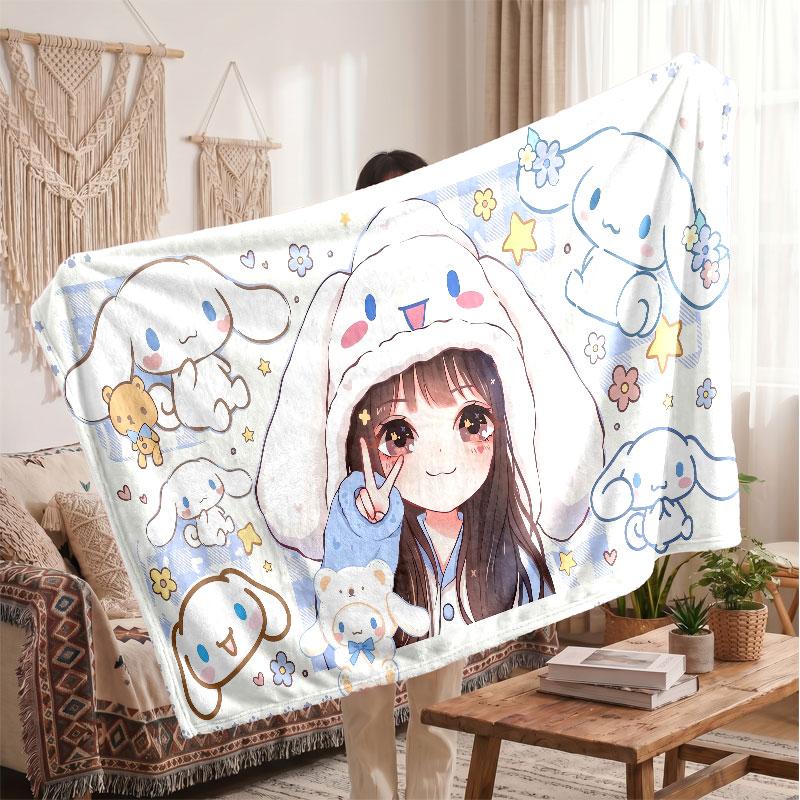 Warm Flannel BlanketCinnamoroll Soft Cozy Throw Blanket for Bedroom Couch