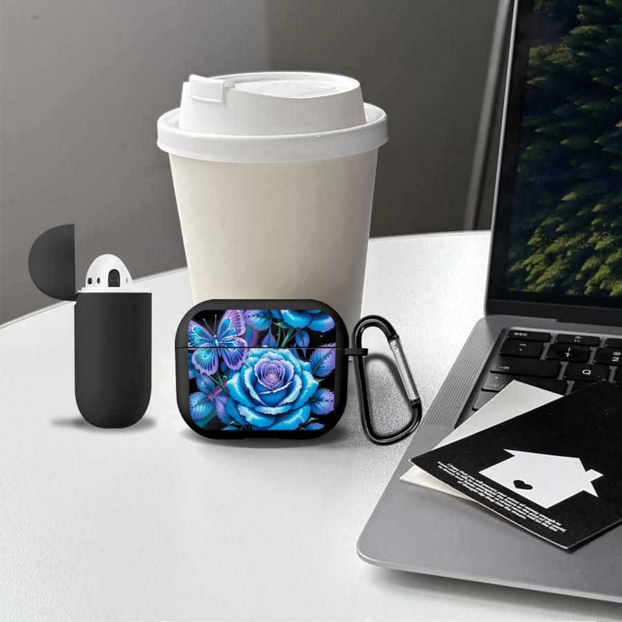 Чехол для наушников Чехол-обложка Для Airpods 1 3 4 Pro2 Pro3 2 Pro Синие Цветы Крутой