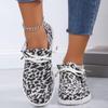 Large Size Summer Flat Bottom Fly-woven Casual Shoes Round Head Large Size Leopard Print Single Shoes One Pedal Lazy Shoes