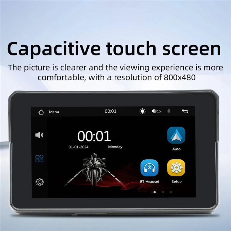 Motorcycle 5" Navigation Screen Bluetooth Waterproof Portable Wireless Carplay Android Auto MP5 Player