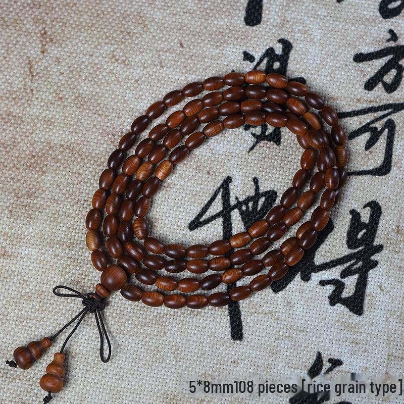 «Мужской браслет Taihang Aged Cypress — ювелирные изделия из черных масляных бусин Будды»