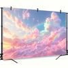 2D Fluffy Pink Cloud Tapestry, Rainbow Pastel Sky Photography Background