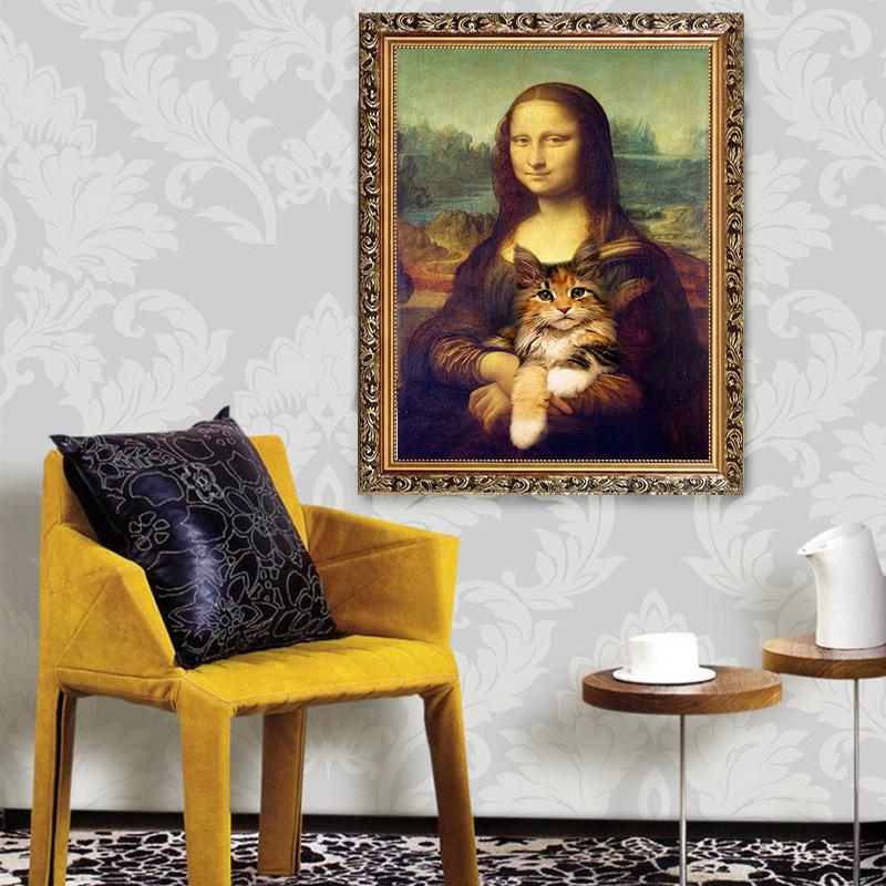 Modern Niche Abstract Art Character Decorative Painting Mona Lisa Fun Quirky Canvas Home Wall Poster