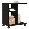 Movable Side Table with Wheels, 2-tier Open Storage Shelves, with Side Vase Display, Kitchen and Bathroom Corner Shelf, 50x30x55 Cm