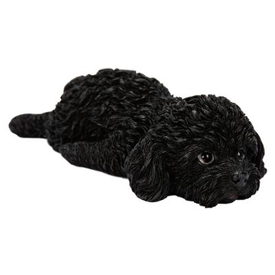 Woobia Лежащая игрушечная пудель, Черная, 19 x 10 x 5 см, Кукла, Фигурка, Украшение, Животное, Садовое украшение, Реалистичная, Милая собака, H24125-3