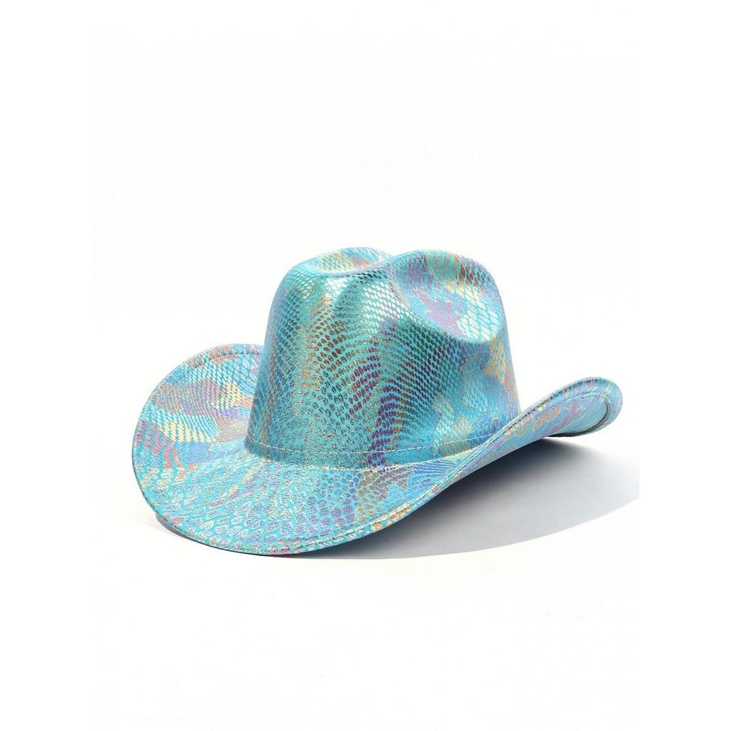 Яркая ковбойская шляпа для вечеринки, флуоресцентная шляпа рыцаря с большими полями, цилиндр в стиле вестерн