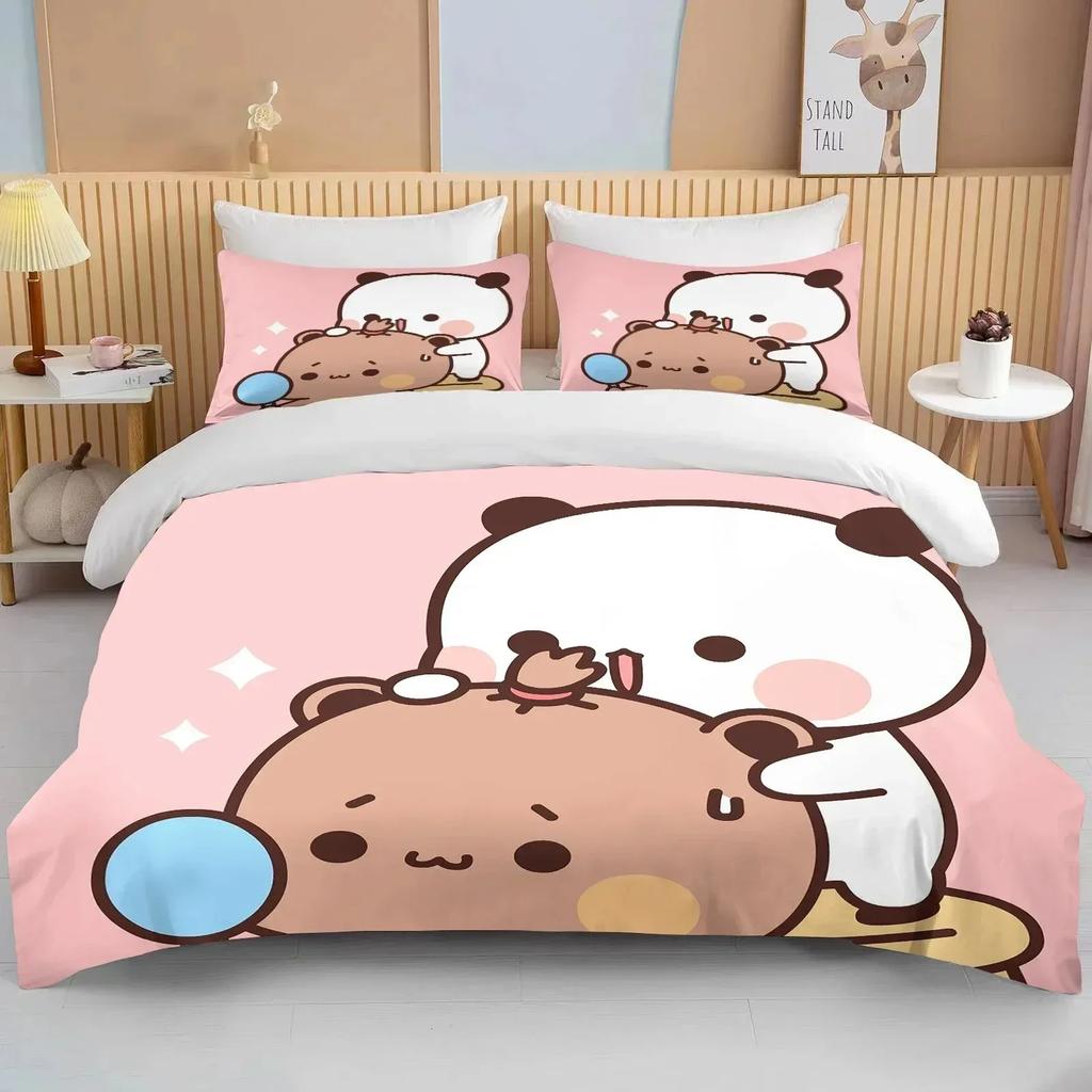New Bubu Dudu Cartoon Cute Bear Kawaii Christmas Gift King Twin Double Boys Bedding Set Microfiber or Polyester Duvet Cover Set