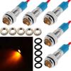 5pcs 8mm 1/4" LED Metal Indicator Light Waterproof Signal Lamp Pilot Dash Directional Car Truck Boat Wire (Yellow)