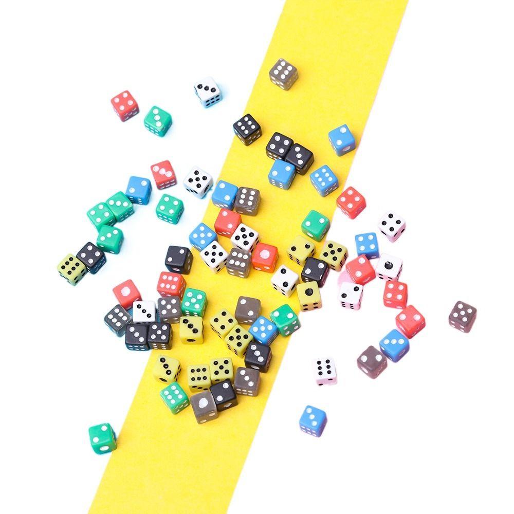 6 Sided 5mm Dice Acrylic Party Dice Standard Six Sided Colored Dice  Board Game