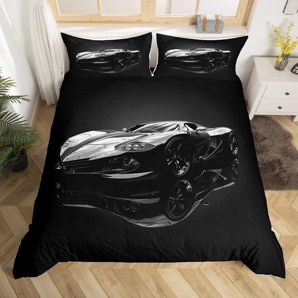 Racing Pattern Digital Printing Quilt Cover Three-Piece Youth Bedding Bedroom Decoration