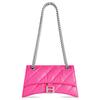 Balenciaga Crush Distressed Gold B Logo Studded Magnetic Closure Embossed Calfskin Handheld Shoulder Bag Women handbags 7163512AABD5634