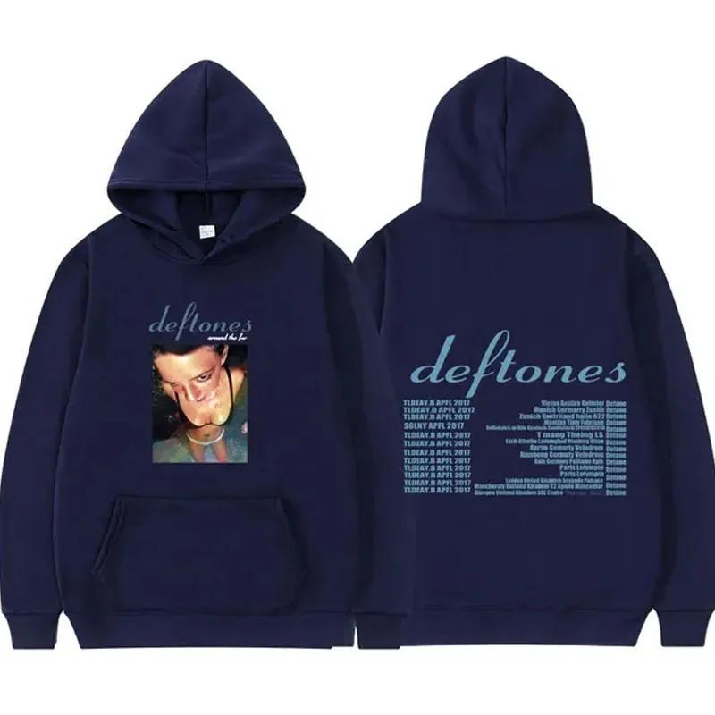 Худи с логотипом группы Deftones, коллекция Around The Fur Tour, Мужское хип-худи, Ретро-свитшот в стиле гранж, Уличная одежда для осени и зимы.