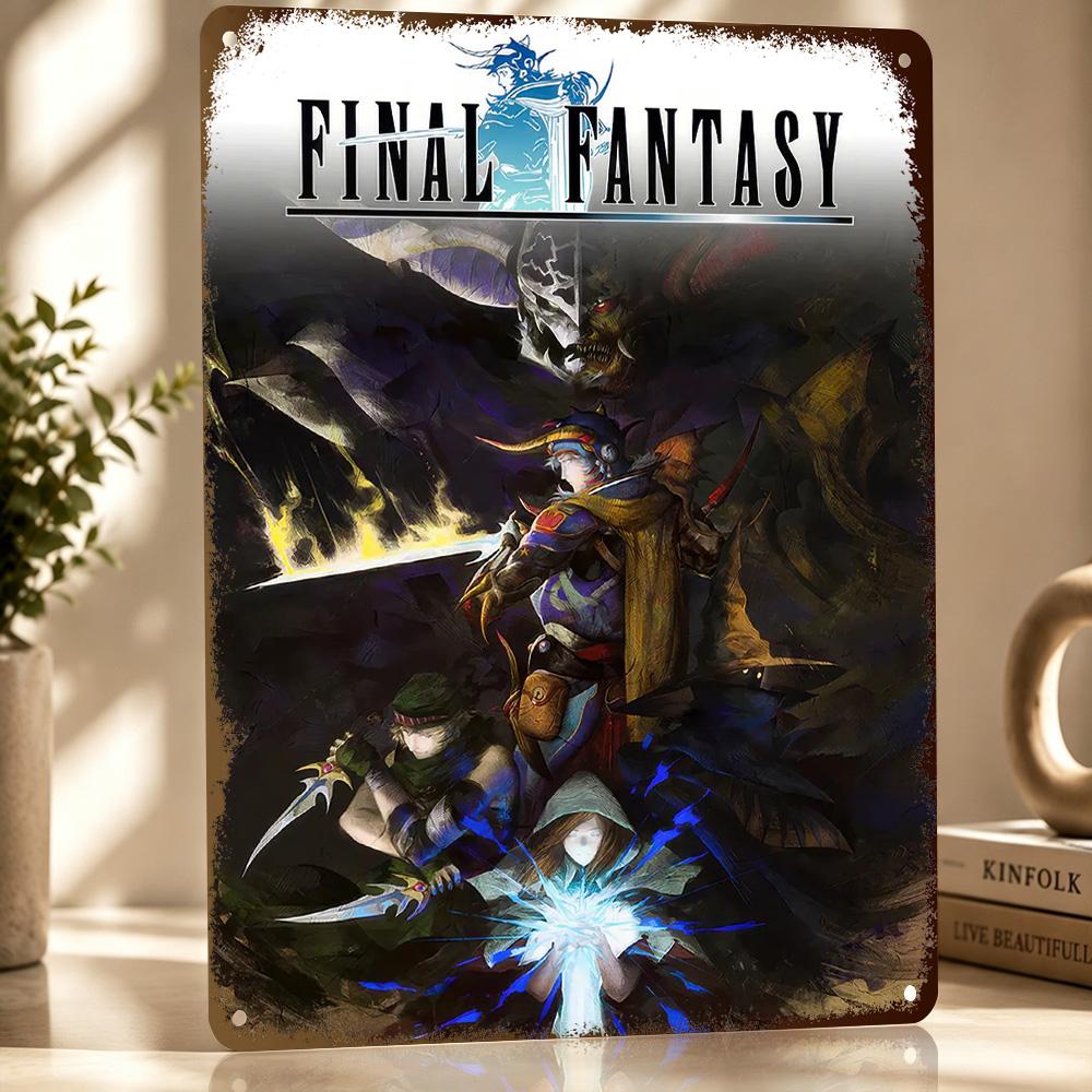 Final Fantasy Characters and Villain Personalized D Textured Metal Poster Wall Art Tinplate Sign for Modern Home Decoration