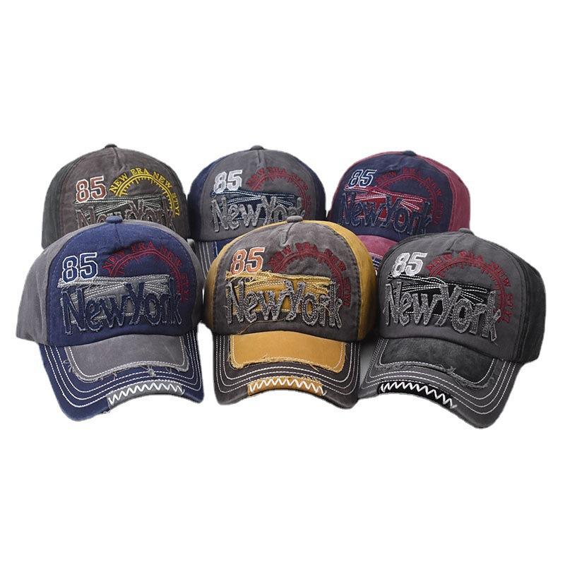 Новая бейсболка из стираного хлопка с вышивкой «НЬЮ-ЙОРК», стираная старая кепка, уличная солнцезащитная кепка