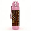 1PC Dark Wood Bookshelf Layout 750ml Color Plastic Sports Water Bottle Leakproof Flip Straw Lid For Sports Office Home Use