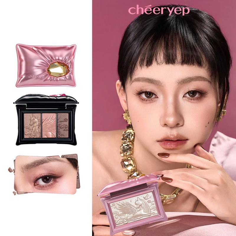 Qianyan Cheeryep Палетка теней для век из 3 цветов Хайлайтер Pillow Dream Матовые и сияющие финиши Ежедневное осветление