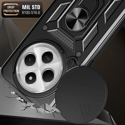 Для Xiaomi Poco C75 4G/Redmi 14R 5G/14C 4G Чехол с выдвижной крышкой для камеры PC+TPU Подставка Чехол для телефона