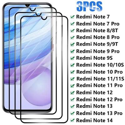 3 шт. полное закаленное стекло для xiaomi redmi note 7 8 9 10 pro 8t 9t 9S 10S 11s защитное стекло для redmi note 11 12 13 pro 14 5g